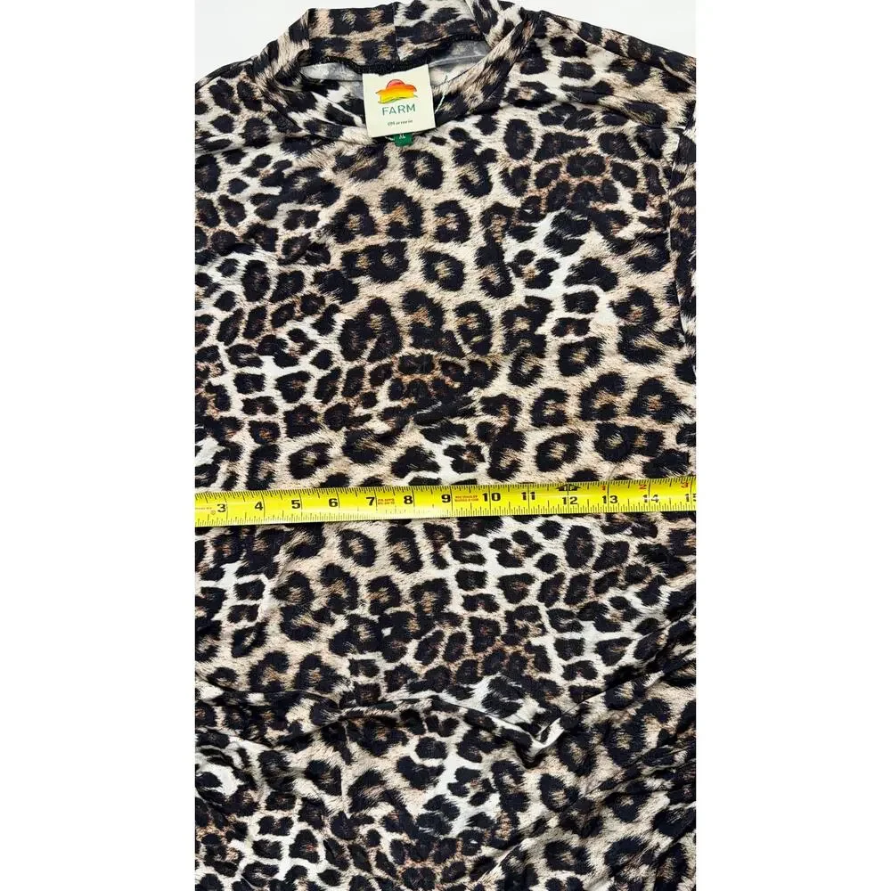 Farm Rio Mock Neck Ruched Leopard Print Stretch Jersey Top Women’s XL NWT - Picture 11 of 13